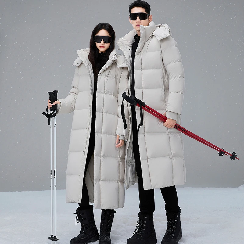 Unisex Thick Warm Loose Down Jacket White Duck Down Fashion Outerwear Men/Women Winter Soft Comfortable Long Puffer Coat