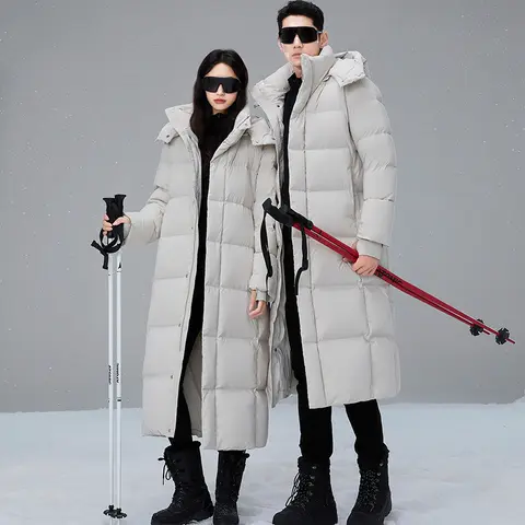 Unisex Thick Warm Loose Down Jacket White Duck Down Fashion Outerwear Men/Women Winter Soft Comfortable Long Puffer Coat