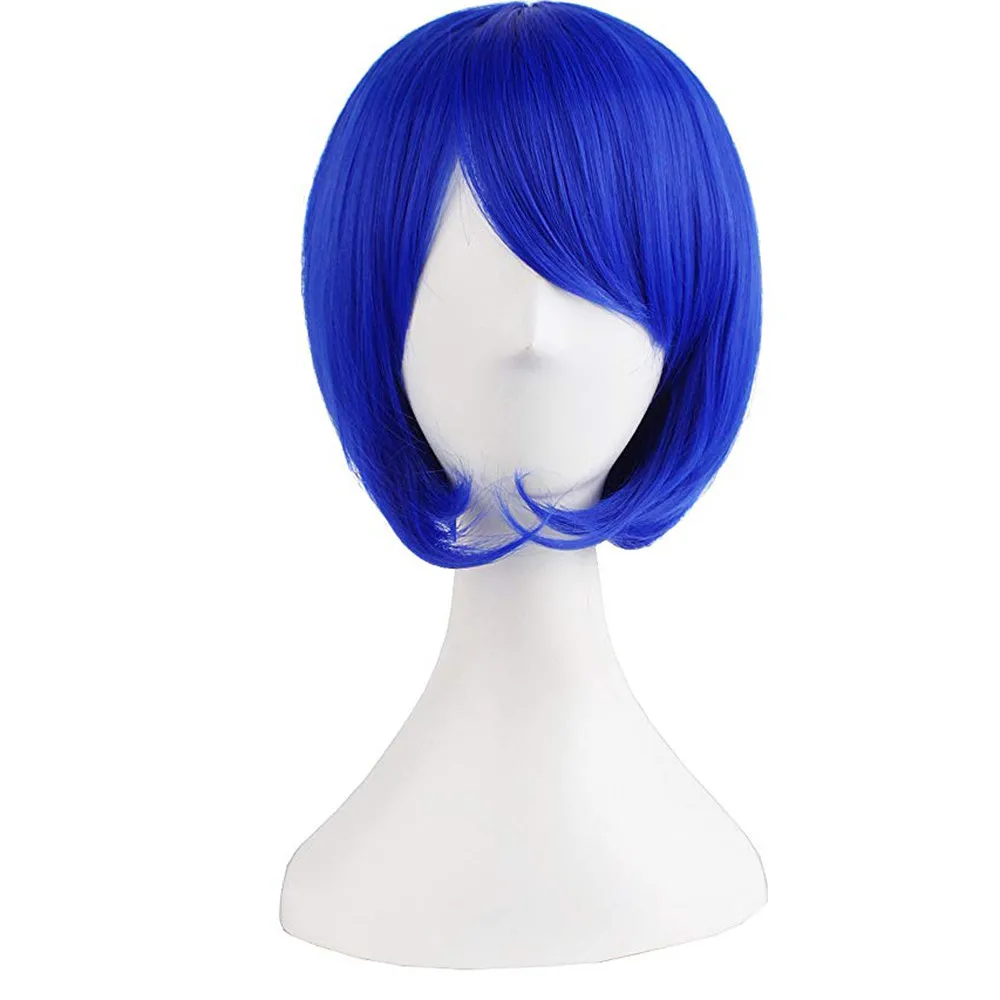 Fashion Girl Natural Short Straight Wigs Bangs Wigs Navy Blue-Ladies Blue Straight Short Hairstyles for Party Decor