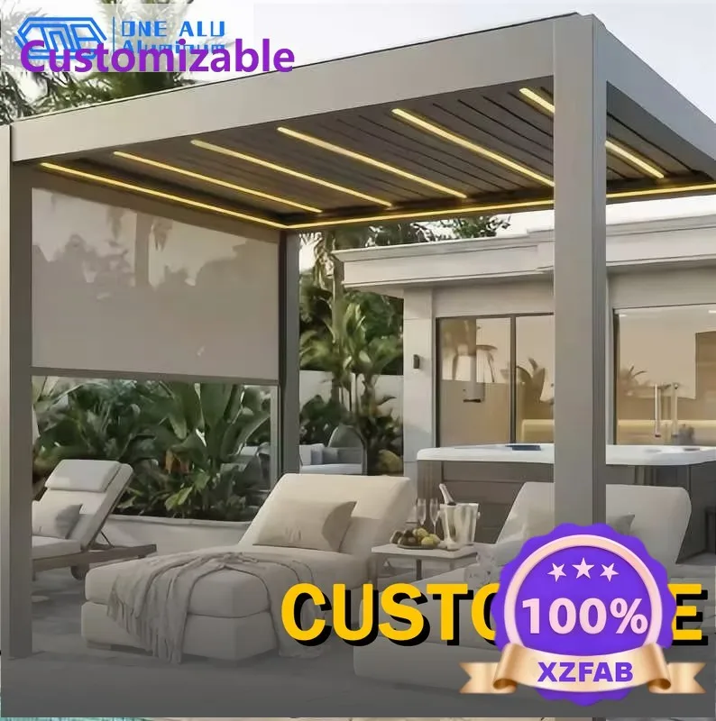Factory Direct 2026 Top RatedMotorized Bioclimatic Aluminum Pergola Adjustable Louvered Roof Outdoor Garden Gazebo For Patio Yar