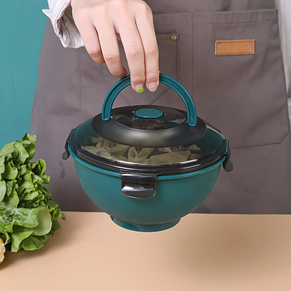 Portable Salad Noodle Soup Bowl Leak-Proof Lunch Box with Arched Handle & Vent Valve Microwave Safe Bowl For Home Office School view 4