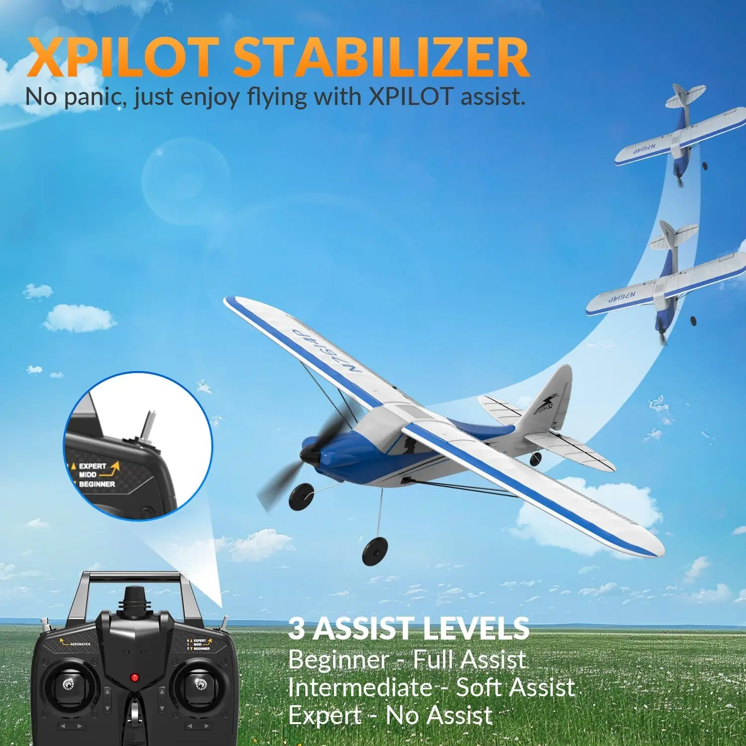 RC Plane Sport Cub 500 2.4G 4CH EPP Foam RC Glider Aircraft One-Key Aerobatic RC Fighter RTF 761-4 Aircraft Boys Toys Gifts