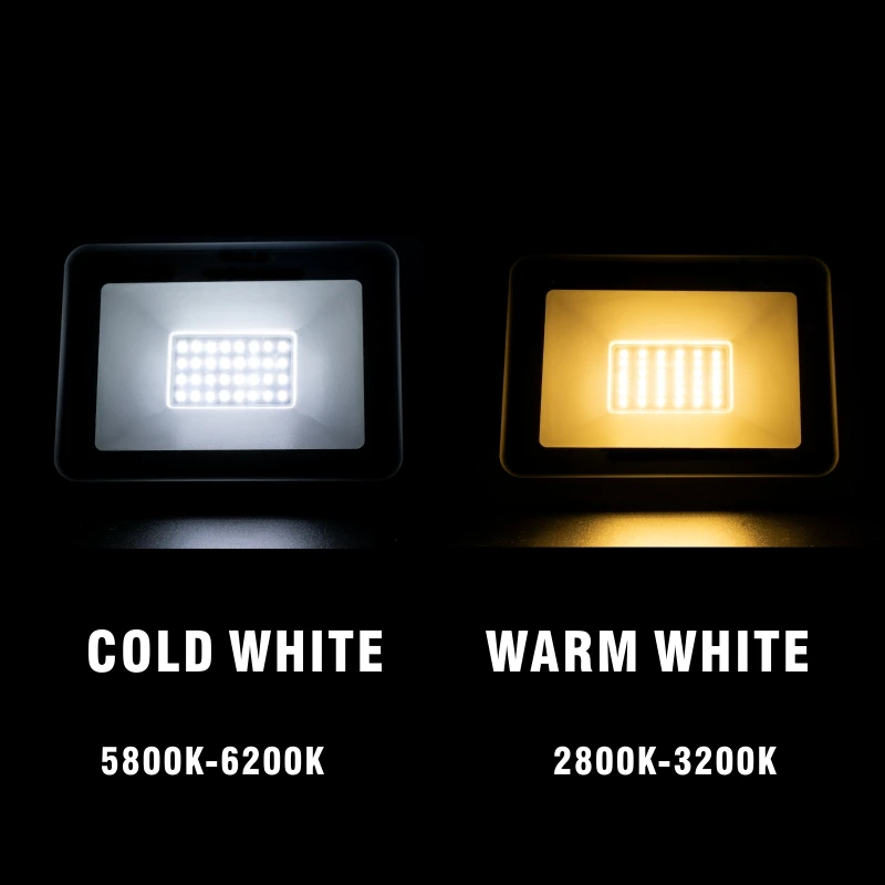 MINGBEN 10W 20W 30W 50W 100W LED Flood Light Outdoor IP66 Waterproof 220V White Black for Garden Spotlight Exterior Wall