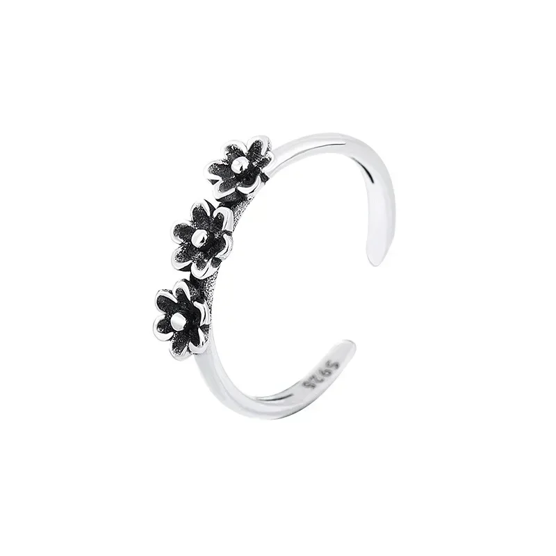 FDR1 anello Charm colore argento fedi nuziali sottili per le donne Dainty Bride Flower