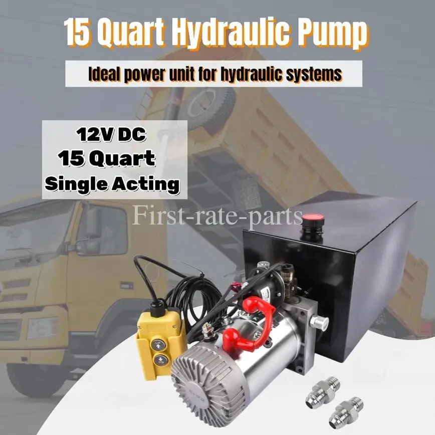 AP03 15 Quart Single Acting Hydraulic Pump Trailer Power Unit 3.75 Gallon DC 12V
