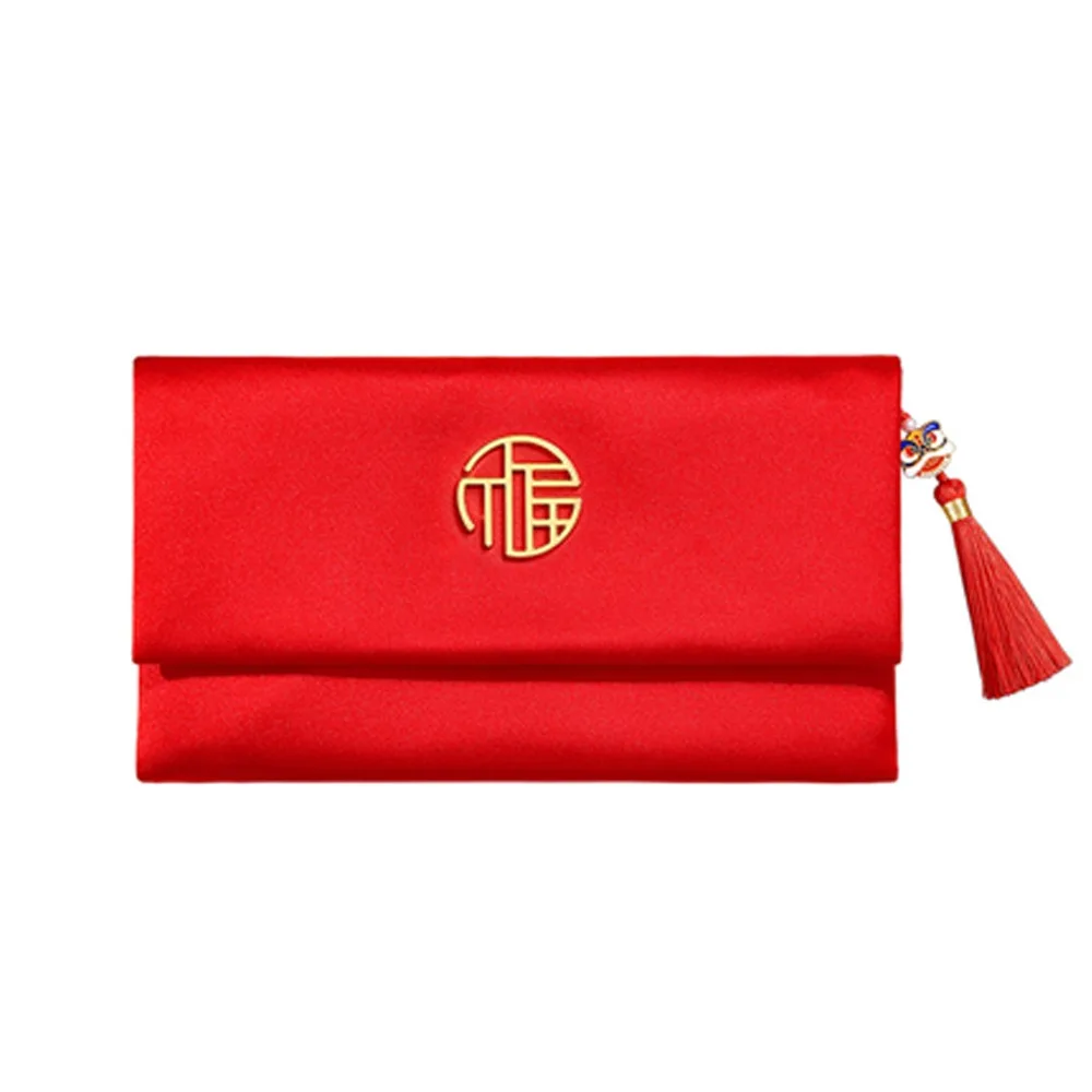 

Chinese Style New Year Red Envelope Traditional with Tassel 2026 Lucky Money Bag Brocade HongBao Red Packet Birthday Gift
