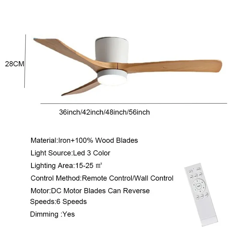 Low Floor Modern Ceiling Fans No Light 36 42 48 56 Inches DC Motor Reversible Blades Remote Control Led Fans Lamp With Lights