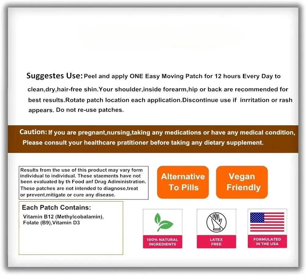 30 Patch Vitamin D3+K2 Patch Transdermal Energi Alami, Suasana Hati, Metabolisme