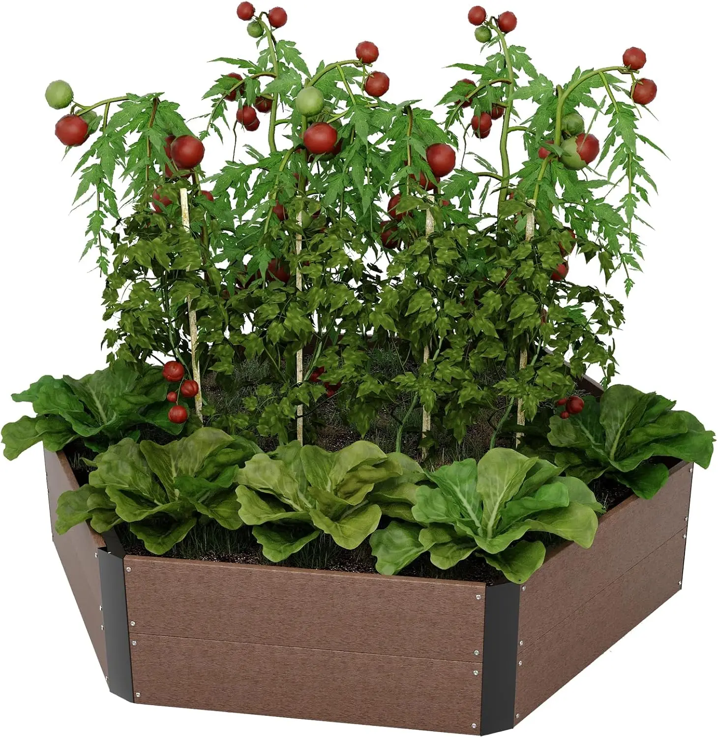 

Hexagon Raised Garden Bed Kit (6-Panel), Wood Look Planter Box for Indoor & Outdoor Use, 11.8" Deep Grow Bed for Herbs,