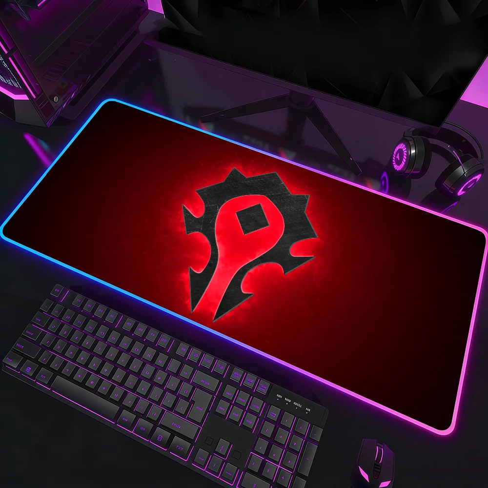 Game W-World of W-WarcraftS Mouse Pad RGB LED Light Colorful Game Keyboard Non-slip Cover Desk-mat Surface Waterproof
