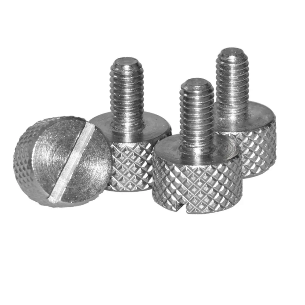 1Pc M3 M4 Stainless Steel Hand Tighten Thumb Screws Anti-Drop Anti-Loosening Fine Shank Adjustment Screws Knurled Head Fasteners