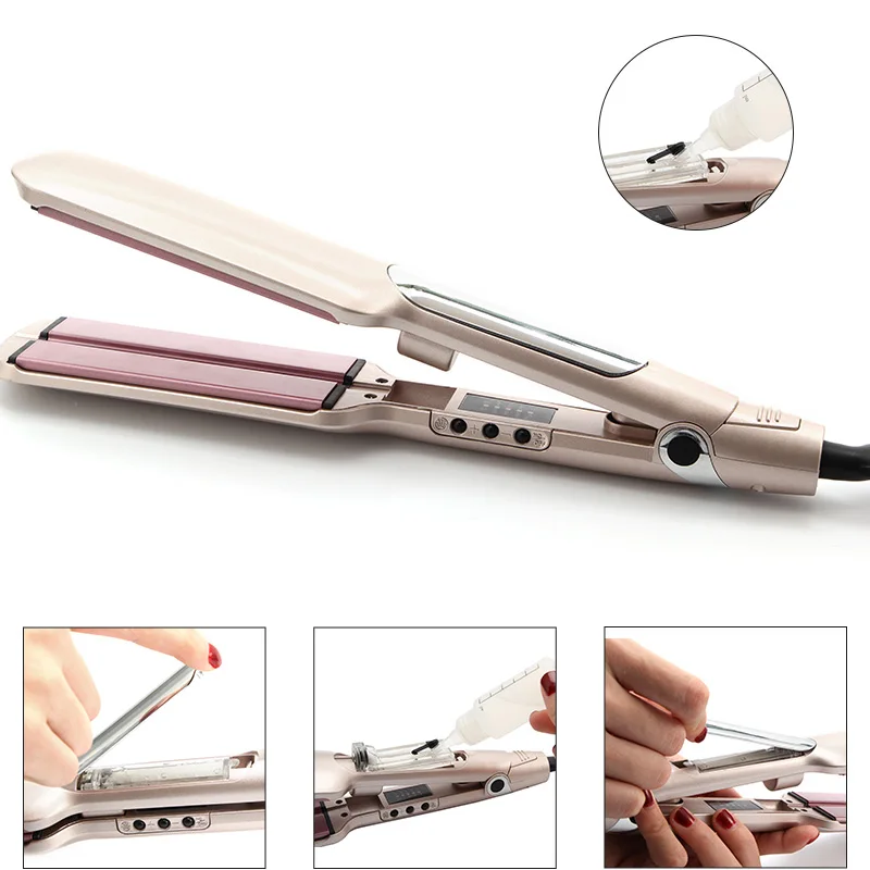 Plancha de pelo a vapor 2 en 1 con infrarrojos, herramienta profesional de salón de calentamiento rápido, MCH