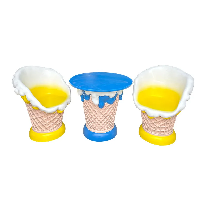 

Simulation sculpture ice cream seat ornaments, tables and chairs decorations at the entrance of tourist attractions and restaura