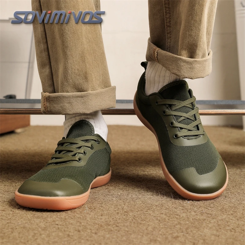 Wide Toe Men Shoes Breathable Knitted Mesh Comfortable Barefoot Casual Versatile Soft Sole Wide Last Shoes Walking Shoes 2026