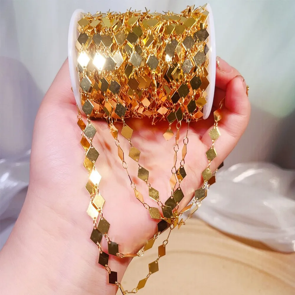 

2 метра медные ромбические звенья цепи для DIY браслеты ручной работы ожерелья ножные браслеты принадлежности для изготовления ювелирных изделий материалы аксессуары