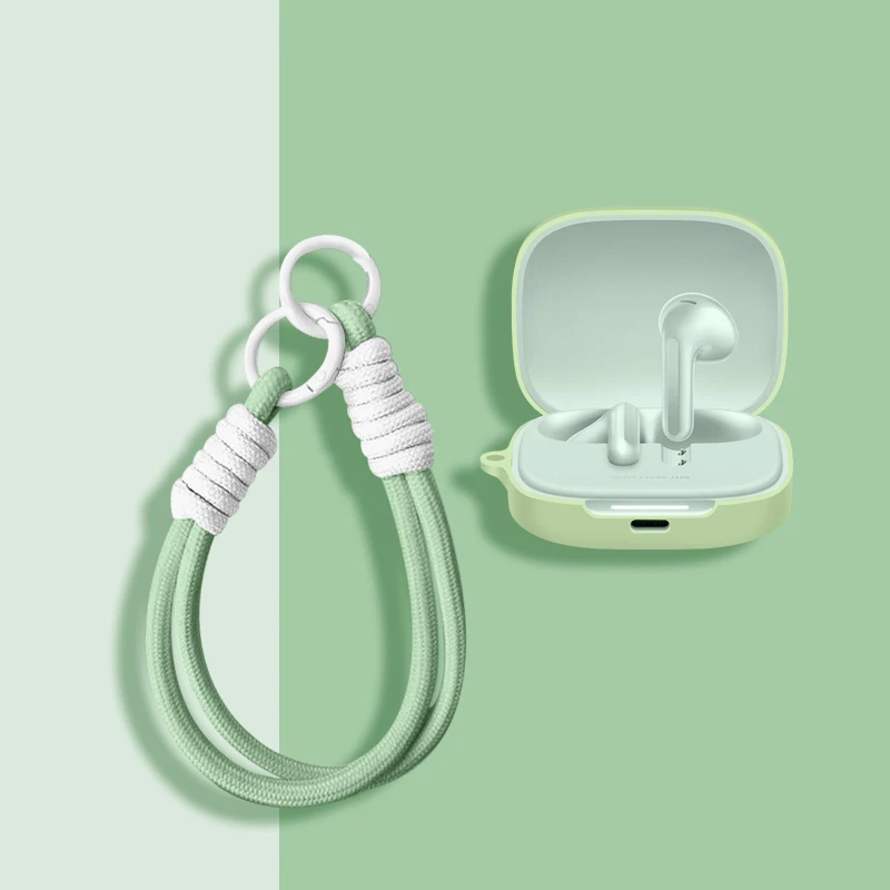 حافظة سماعة الرأس مناسبة لـ Redmi Buds 5 6s 6 Play 7s حافظة من السيليكون مناسبة لـ Xiaomi Redmi Buds 6 مع إبزيم مضاد للخسارة