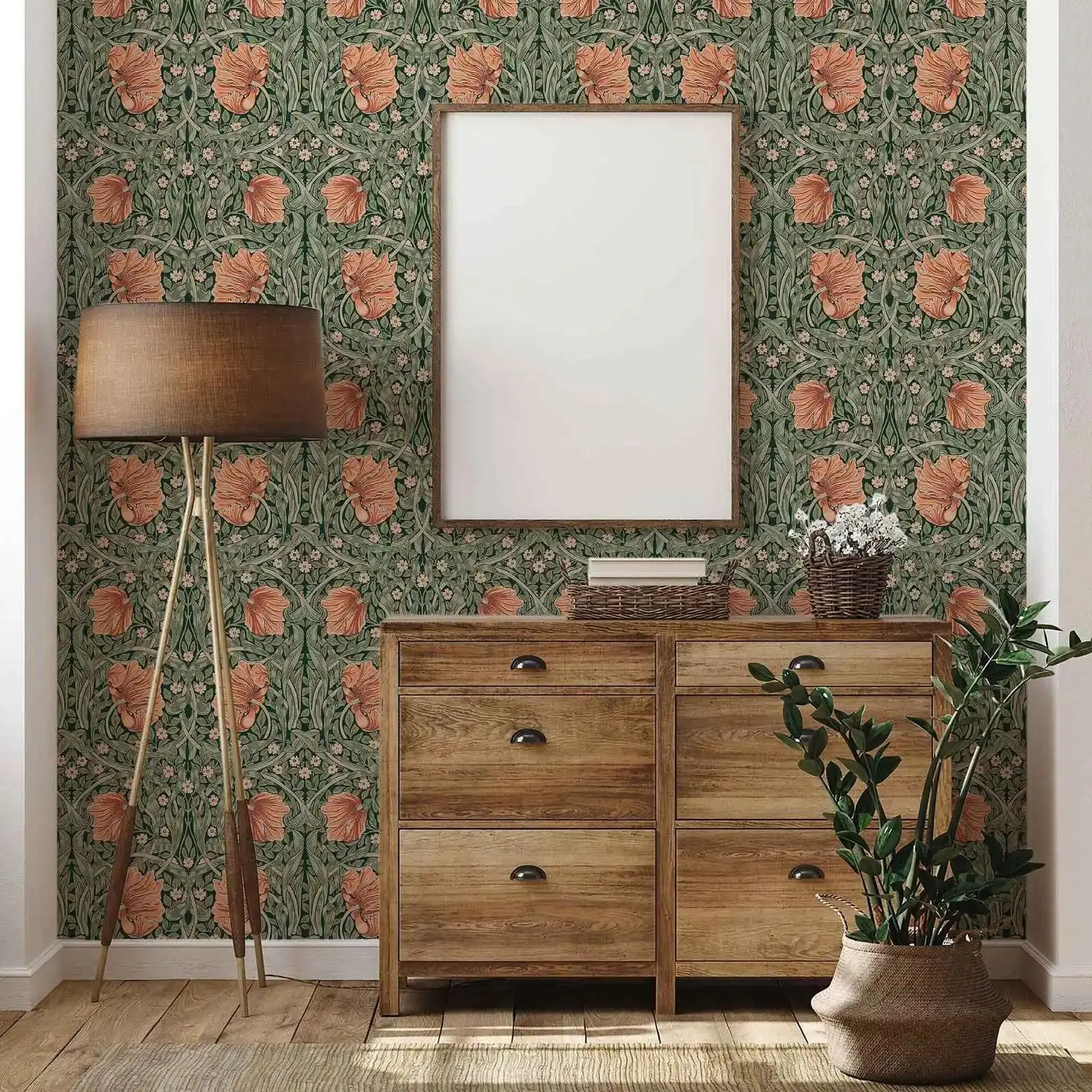 William Morris Pimpernel Pattern Peel and Stick Wallpaper, Self-adhesive Floral Wallcovering Or Regular Un-paste Wal Mural Roll