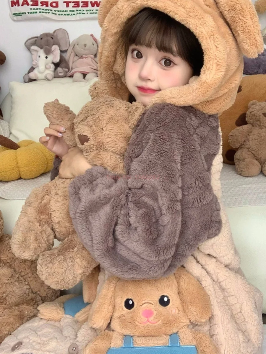 

Tide Sembel Poodle Couple Pajamas Women'S Winter Coral Velvet Thickened Plush Robe Winter Queen Bed Skirt Home Decoration Couple