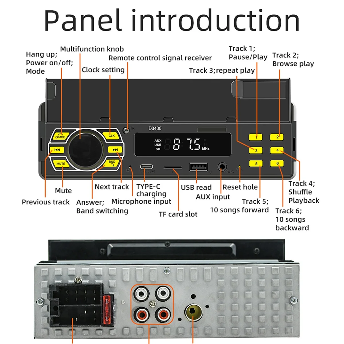 

1Din Car MP3 Phone Holder Positioning Car Line Protection Smart Bluetooth Calling Color Light Voice Control FM Radio