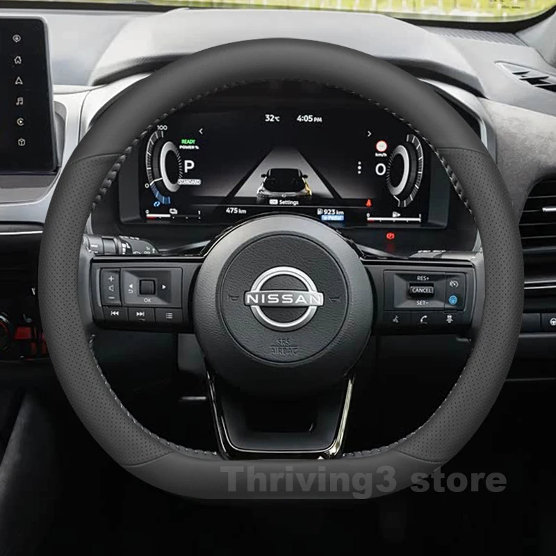 Leather Car Steering Wheel Cover For Nissan Qashqai e-Power Ti 2025-2009 Non-slip Auto interior Nissan Qashqai 2025 Accessories