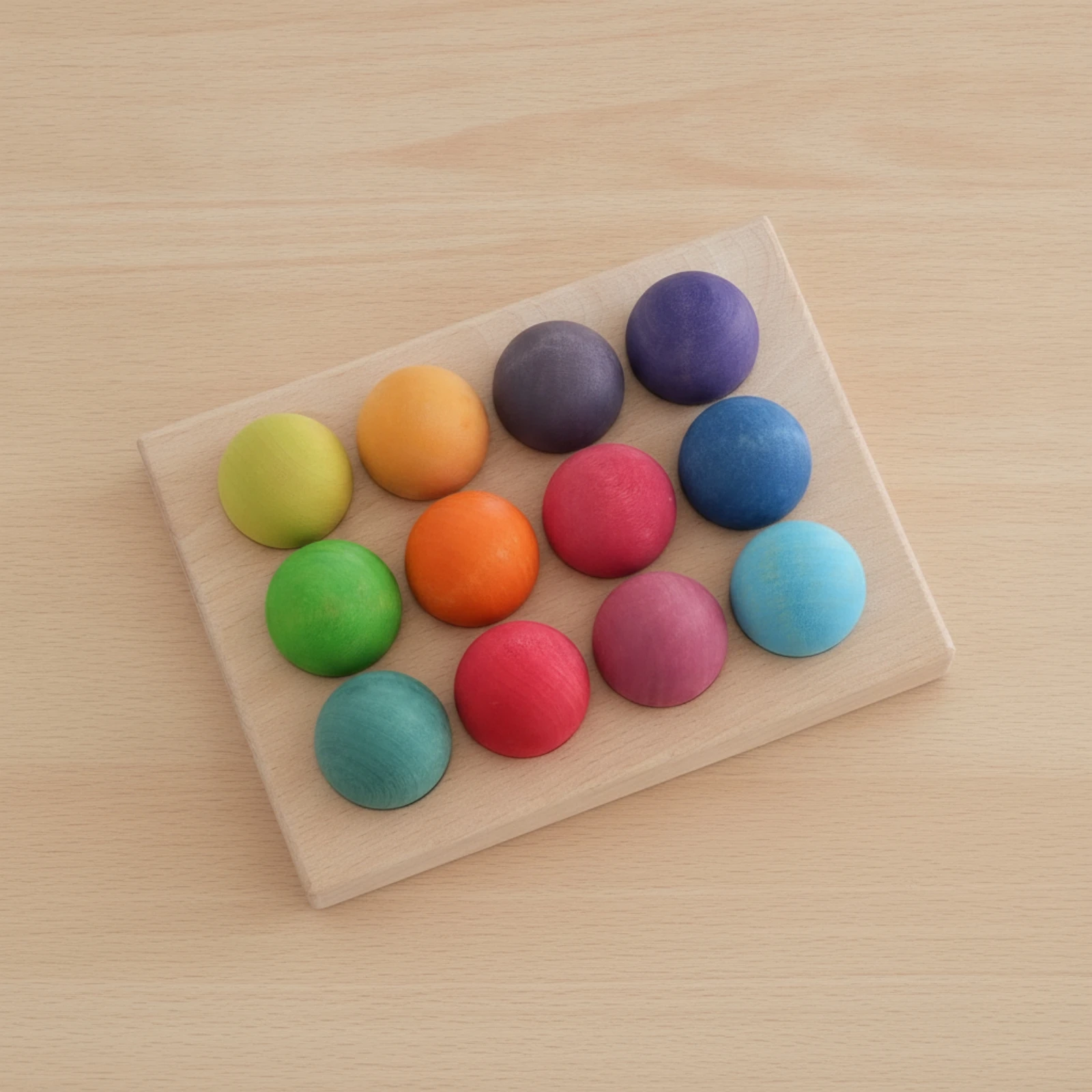 Counting Tray with Wooden Balls Toddler Wooden Balls with Tray Sorting and Matching Toy Sensory Counting Game Preschool