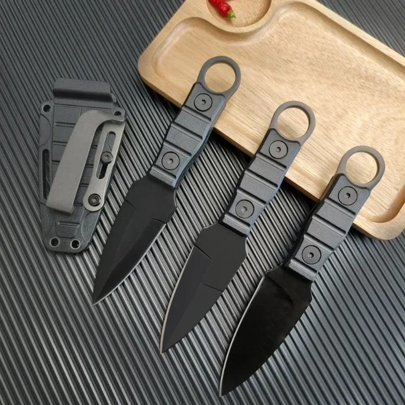 EDC Portable Tactical Straight Knife Send K Sheath, Outdoor Camping Self-Defense Survival Knife, High Hardness Tool Knife