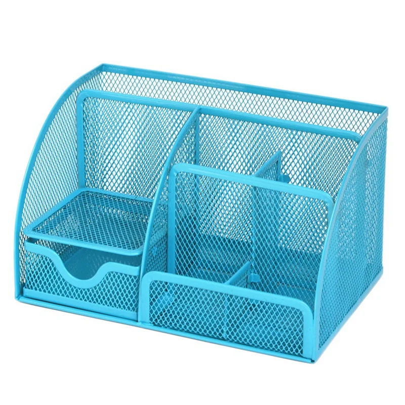 Office Mesh Desk Tidy Multifunctional Stationery Storage Desktop Organiser Pen Holder With Drawer