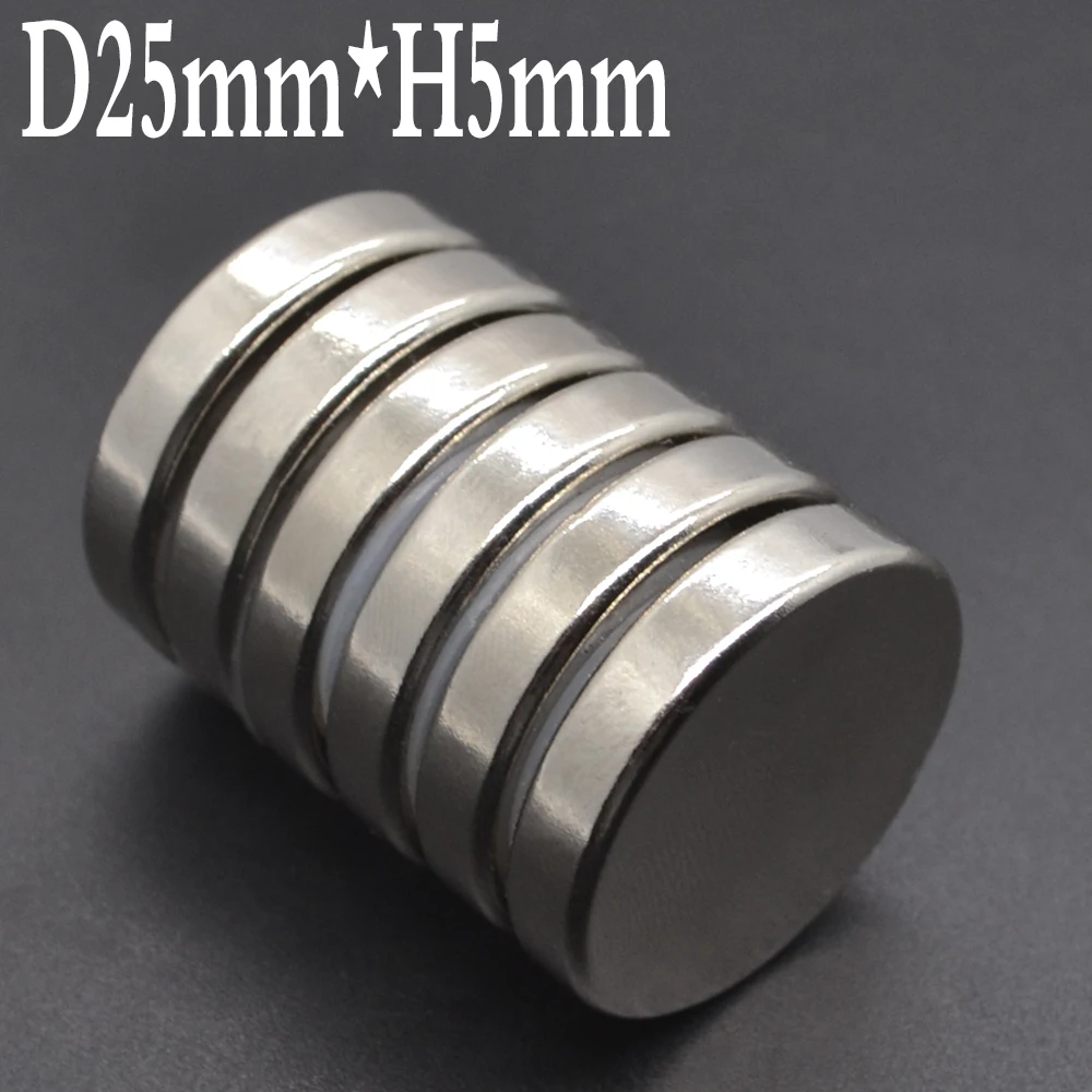 1/2/5/10/200Pcs 25x5 mm Neodymium Magnet 25mm x 5mm N35 NdFeB Round Super Powerful Strong Permanent Magnetic imanes Disc 25x5 mm