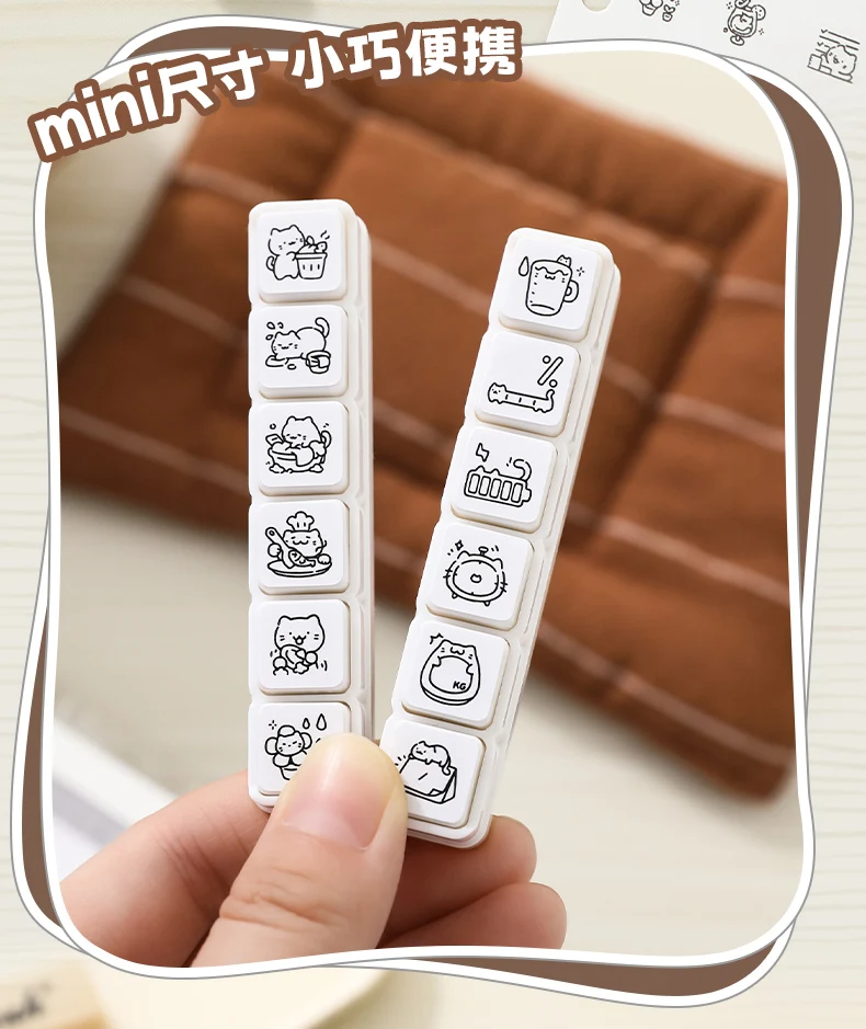 Kawaii Sechs-Gelenk-Kätzchen-Siegel 5.0 – Niedliches Cartoon-Mini-Siegel für DIY-Tagebücher, Scrapbooks, Planer und Notizbücher – Süßes Schüler-Siegel – Detail 6