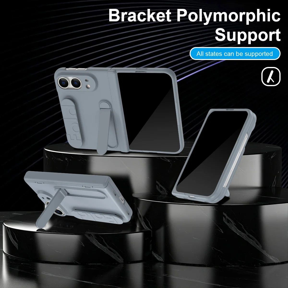 Skin Friendly Frosted Wristband Folding Bracket Hinge Case For iPhone Duo With Tempered Film Shockproof Back Cover Accessories