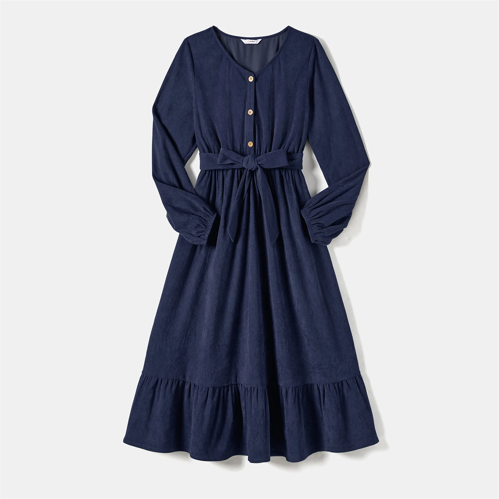 PatPat Family Matching Cotton Ribbed Long-sleeve Colorblock Dresses and Striped Tops Sets