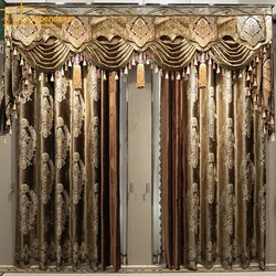 2024 New European-style High-end Velvet Jacquard Stitching Thickened Blackout Curtains for Living Room Bedroom Villa Finished