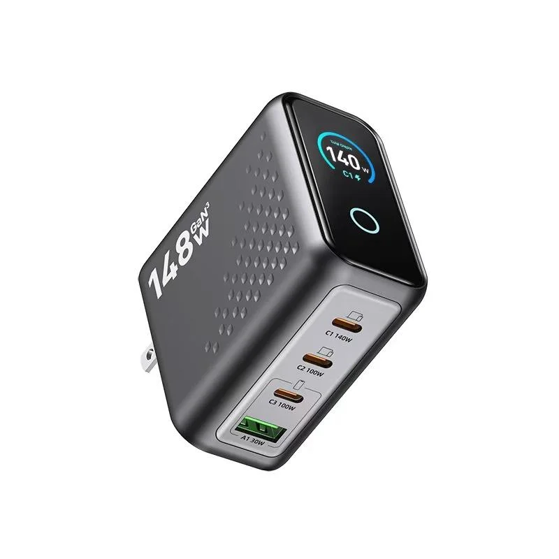 

Smart fast charger with digital display, multiple USB-C ports, universal power adapter for mobile phones, laptops, tablets