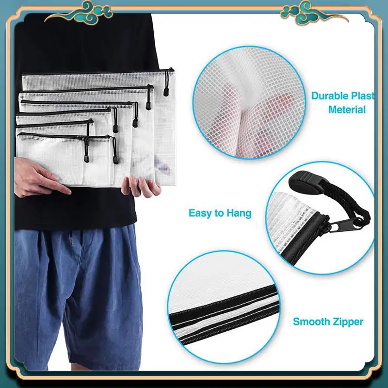 ABJG-84Pack 지퍼 파우치(7가지 크기)학교 사무용품 크로스 스티치 정리 보관용