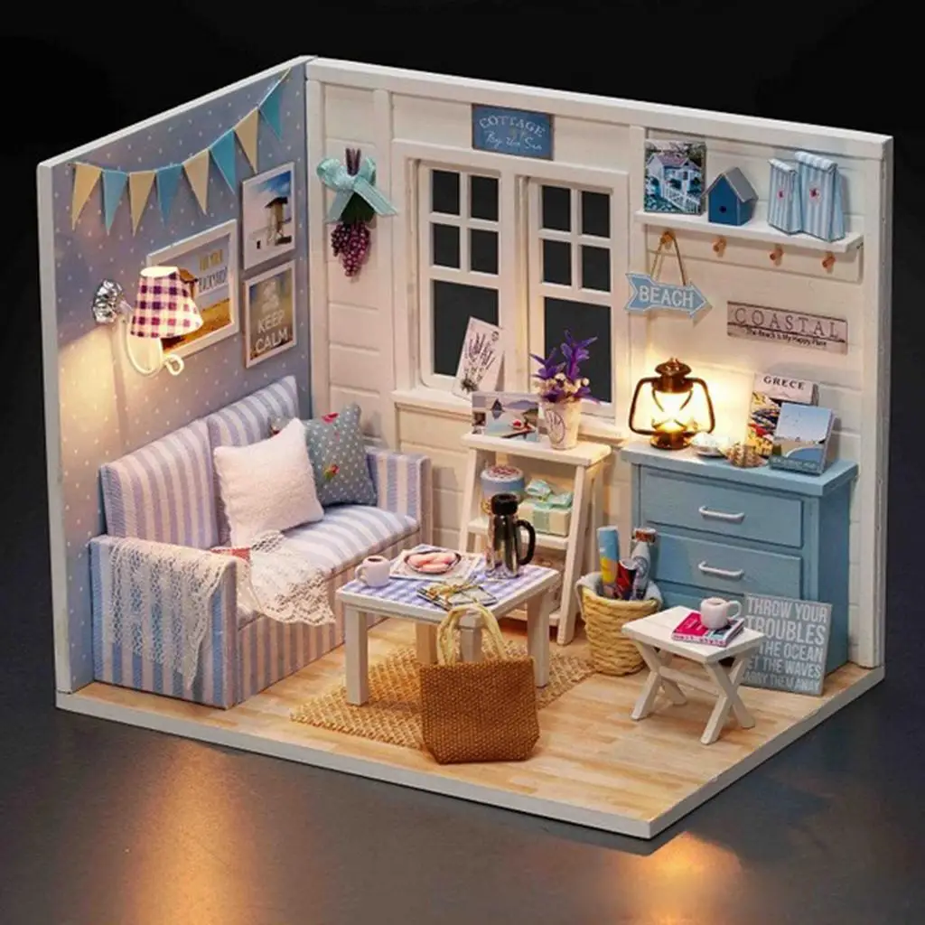 

1/24 DIY Miniature Dollhouse Kit W / Children Gift Furniture Template