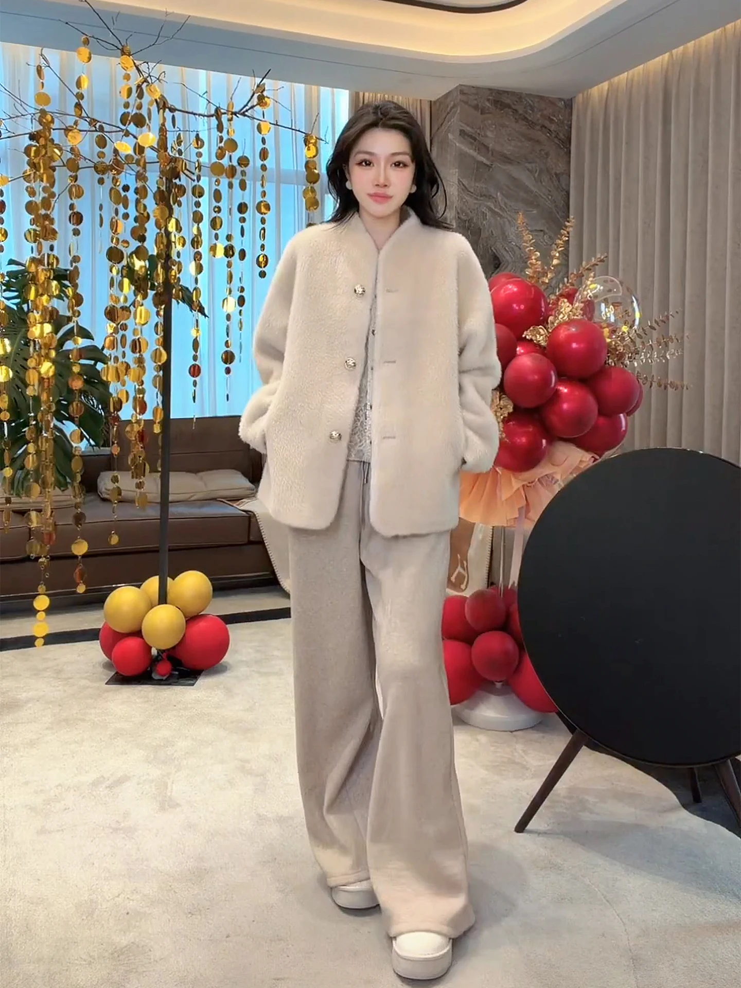 

Теплое повседневное шерстяное пальто для женщин от Old Yang ME Home Yang: Модное, универсальное, для островных путешествий, 100% мериносовая шерсть, зимнее пальто