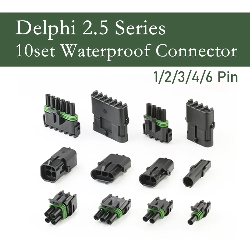 

10 Sets 1/2/3/4/6 pin DJ3011Y-2.5-11/21 Delphi Male Female Waterproof Plugs 12010996 (12015791) Wire Connector 12015792 12015793