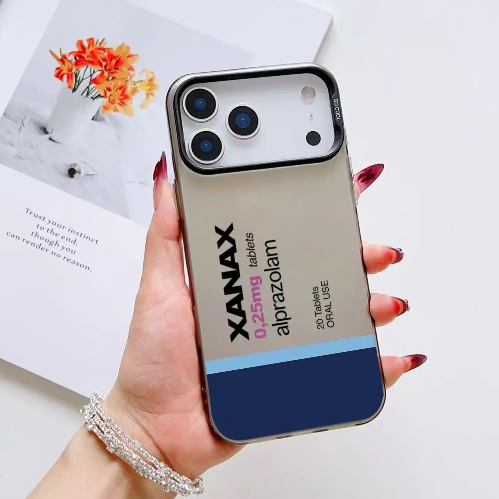 C-Chill Pill XANAXS جراب هاتف آيفون 17 16 15 14 13 12 11 Pro Max Air Matte Laser Aurora مقاوم للصدمات Funda #6