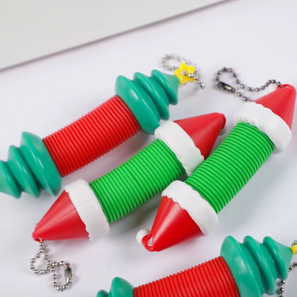 4Pcs Christmas Tree Hat  Mini Pop Tubes Sensory Toys for Kids Birthday Party Favors Christmas Party Stuffers Gift Pinata Fillers