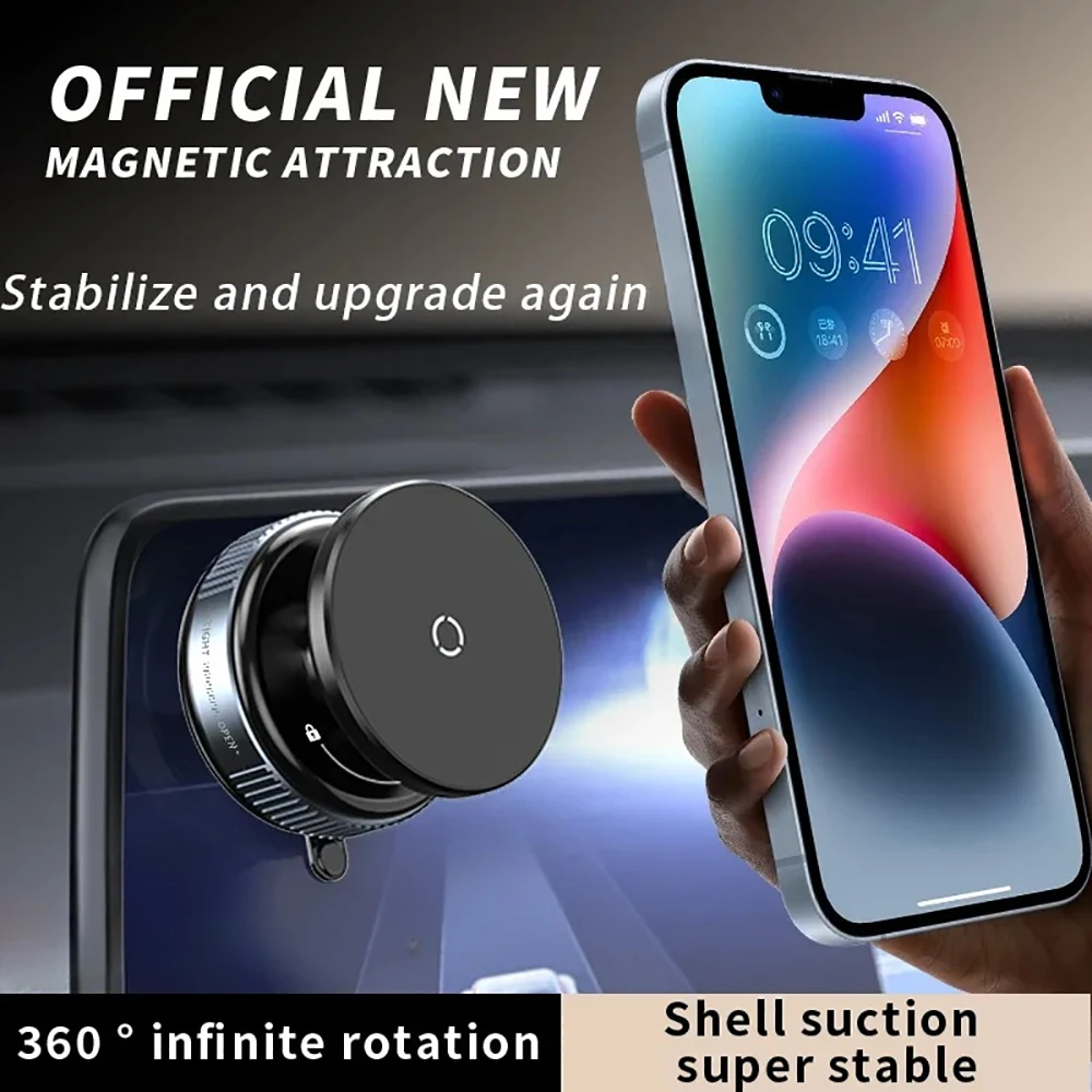 Magsafe Magnetic Vacuum Car Phone Holder, Intelligent Car Mount 360° Rotation Magnetic Vacuum Adsorption Suction Cup Bracket Car