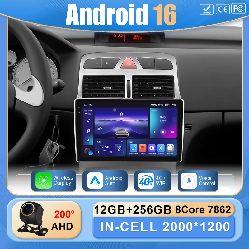 Android Car For Peugeot 307 SW 307CC 307SW 2002 -2013 Auto Radio Multimidia Player GPS Navigation 4G Carplay NO 2DIN DVD Carplay