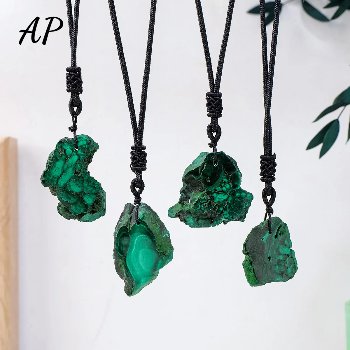 1PC Natural Malachite Raw Stone Mineral Irregular Sliced Green Pendant Necklace For Men Women Crystal Reiki Gemstone Jewelry