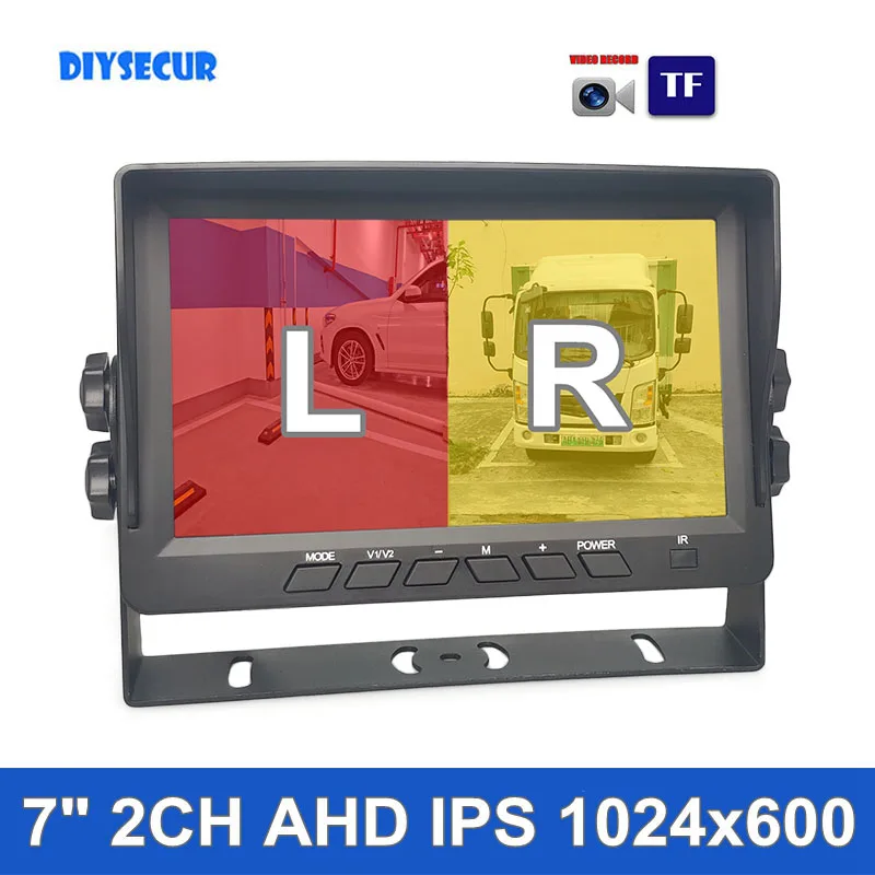 

DIYSECUR 7inch AHD IPS 2CH Rear View Car Monitor Support 720P 1080P AHD CVBS Camera Video Recording Diaplay 2 Cameras Image