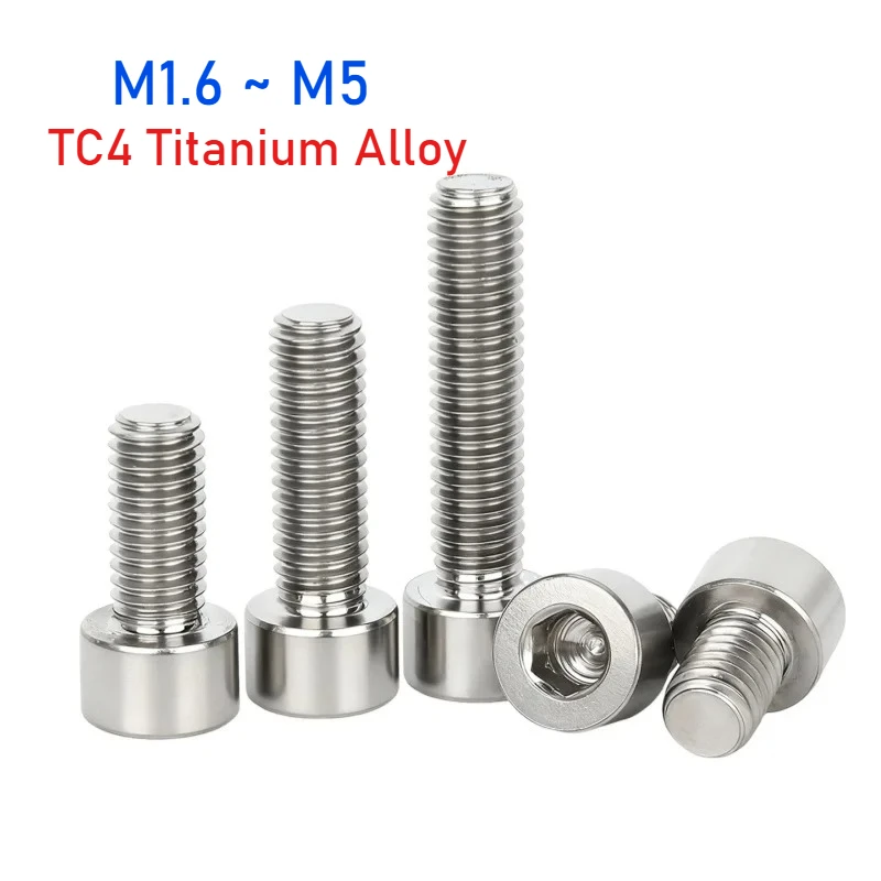 TC4 Titanium Alloy Cup Hex Socket Screw M1.6 M2 M2.5 M3 M4 M5 Hexagon Allen Key Bolt Screw Length 3mm~80mm