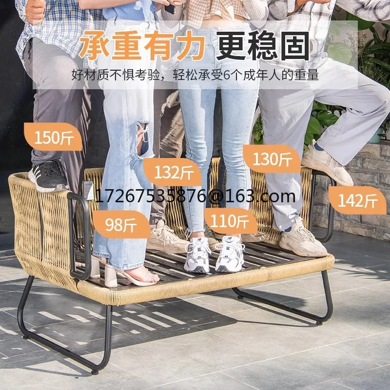 Sofa ogrodowa, stolik kawowy, rattanowy zestaw mebli ogrodowych, na dziedziniec, zestaw krzeseł rattanowych do wypoczynku, balkon na świeżym powietrzu, meble ogrodowe