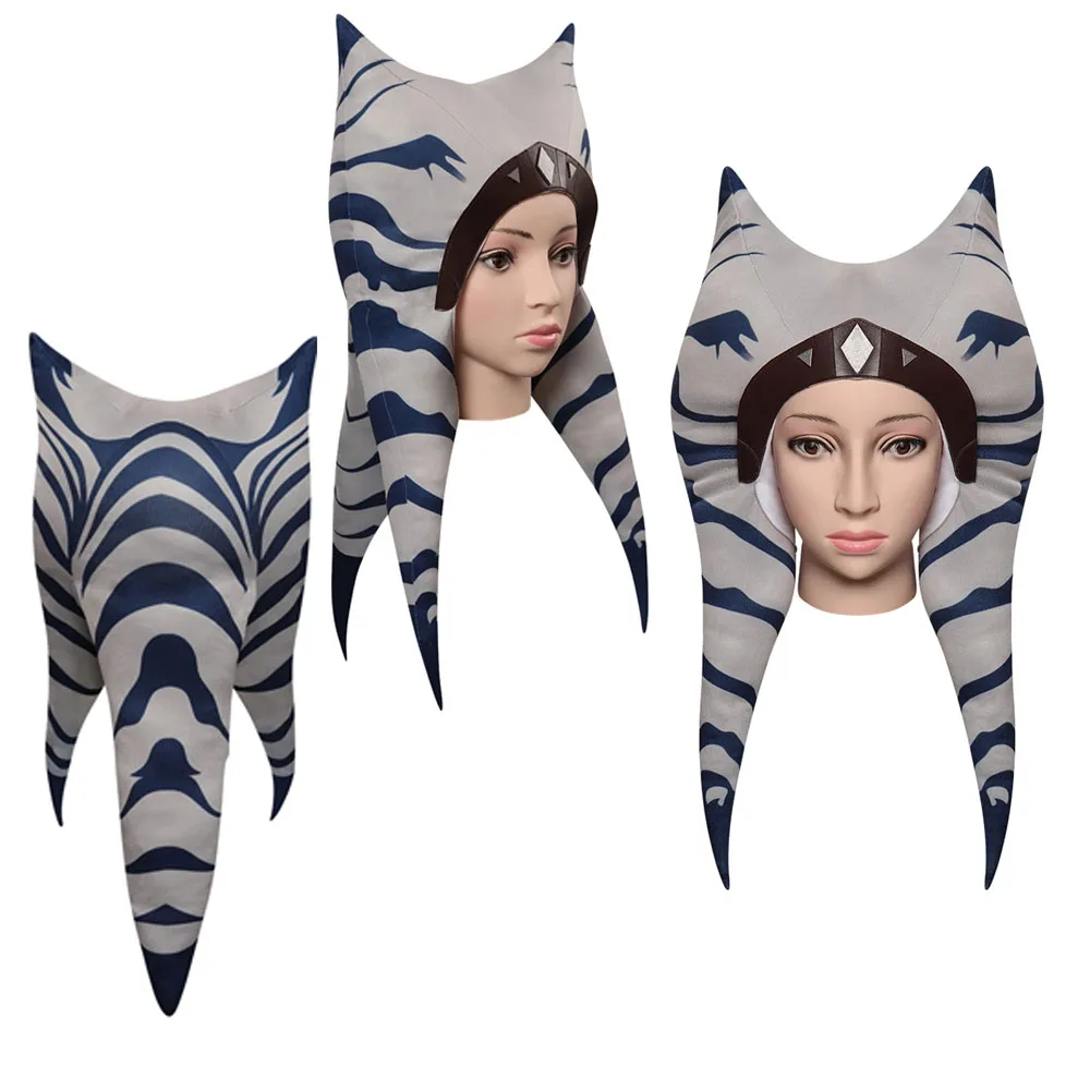 

Women Asoka Cosplay Fantasy Headwear Mask Female Costume Accessories Movie Space Battle Female Superhero Halloween Suits Props