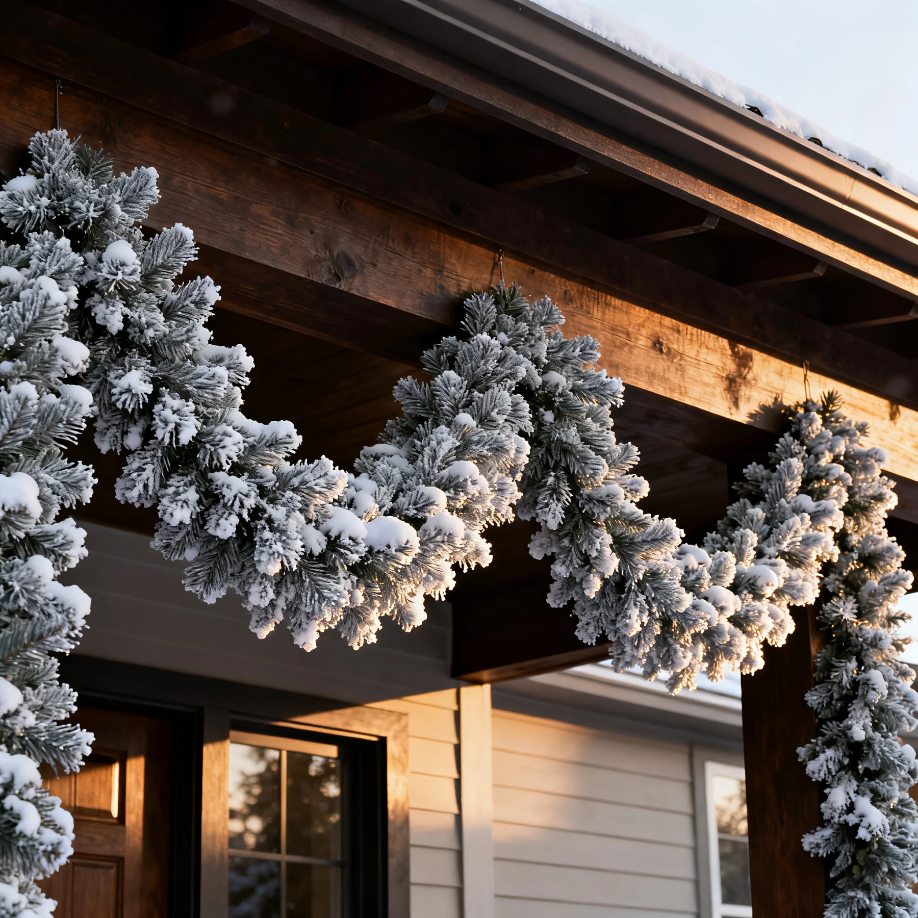 1 Stück Luxuriöse Schneebestäubte Tannengirlande Weihnachtsdekoration für Innen und Außen Feiertags-Hängedekoration Realistische Künstliche Winterpflanze – Detail 4