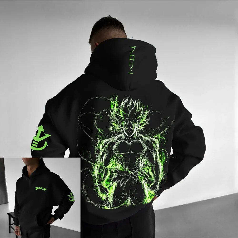 Bluza z kapturem Broly Anime Męska Damska Dragon Ball Z Grafika Pulower Streetwear Oversize Casual Wiosna Jesień Top