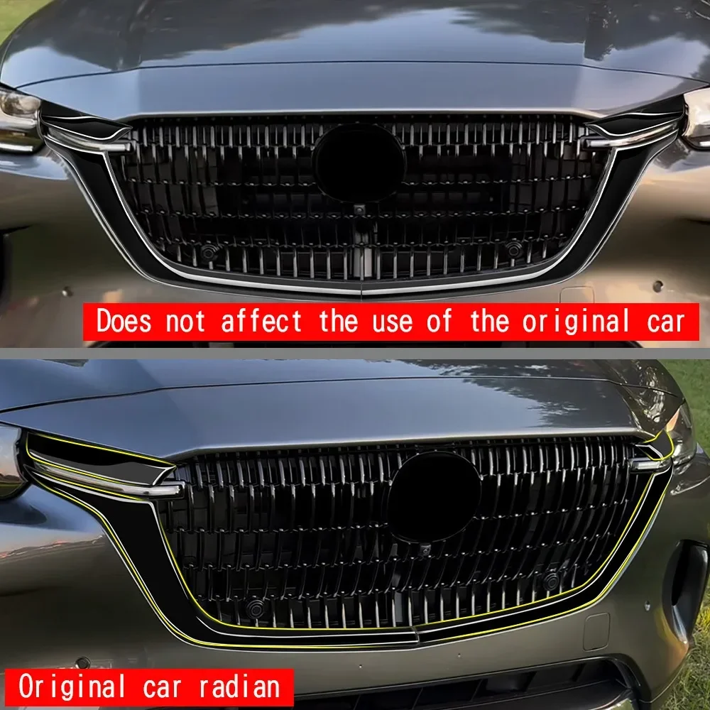 

For Mazda CX-80 CX80 2024 2025 ABS Black Front Griller Decoration Cover Head Lamp Racing Grille Stickers Trim Car Accessories