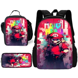 Game Super Marios Bros Child School Backpack with Lunch Bags ,Pencil Bags ,School Bags for Boys Girls Best Gift